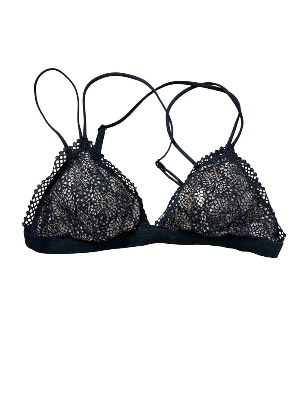 Victoria's Secret Bralette Womens Small Black Lace Triangle Wireless Sheer